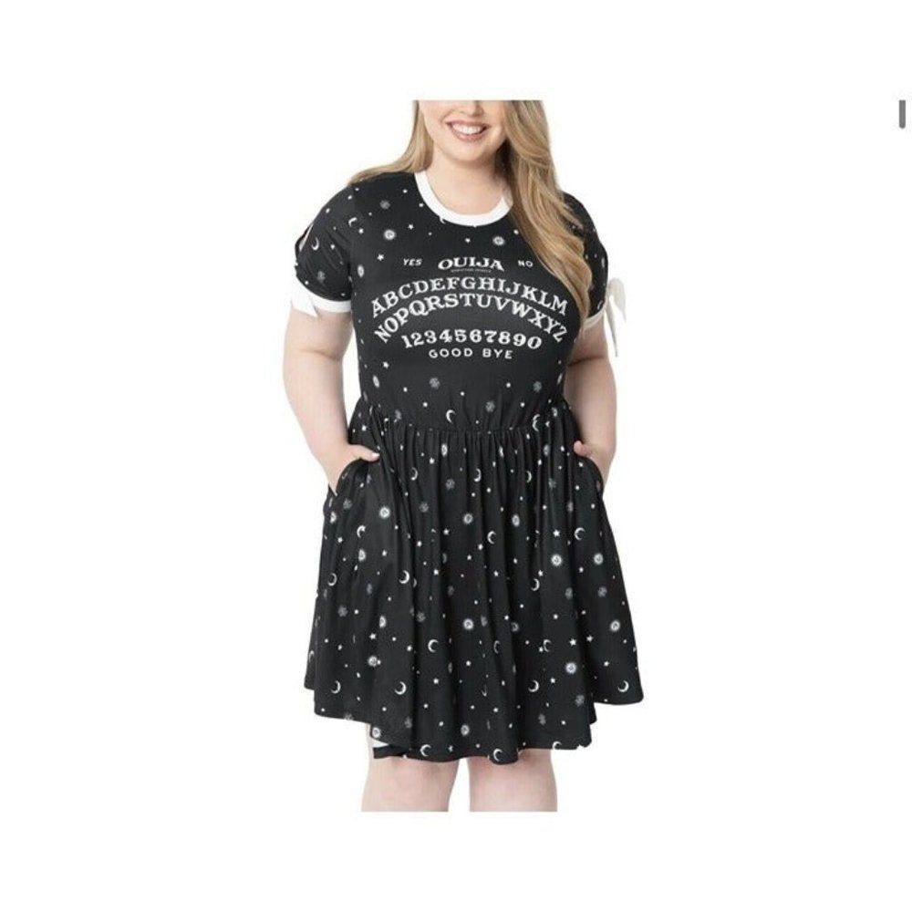 UNIQUE VINTAGE X Ouija Board Dress Tessa Fit & Flare Goth Spooky Plus Size Lrg